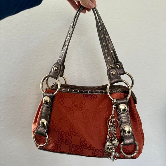 Early 2000s Kathy Van Zeeland Burnt Orange & Brown Shoulder Bag - Picture 1 of 8